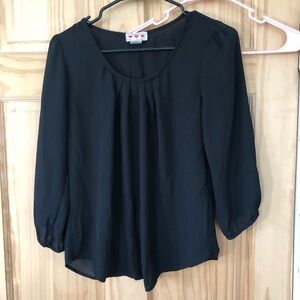 Women's Black Button Back Chiffon Blouse